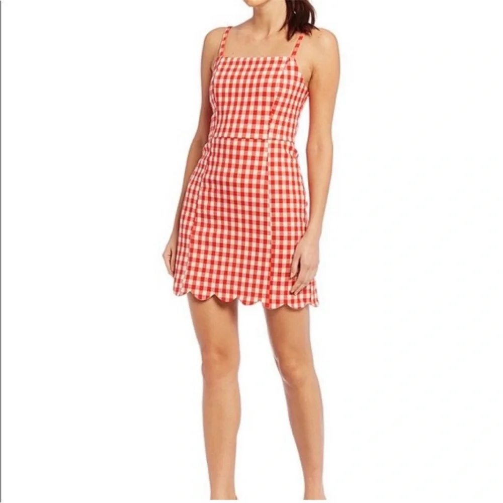 English‎ Factory Gingham Checked Mini Dress Size Small Red White Retro